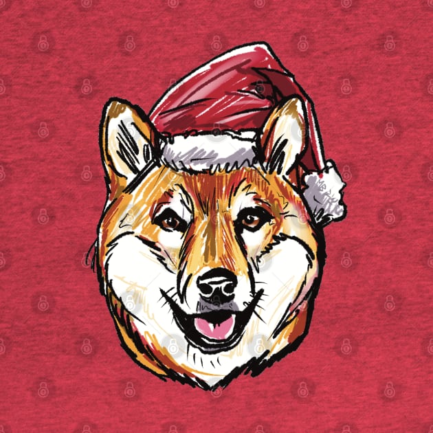 Christmas Shiba Inu - Cute Japanese Dog - Tan Shiba Inu Christmas Theme by sketchnkustom